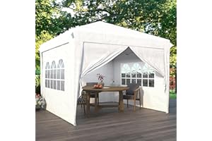 BUPPLEE 10x10 Pop Up Canopy Tent, Easy Up Canopy with 4 Removable Sidewalls&2 Window, Waterproof Pop Up Gazebo Tent for Parties,Commercial Outdoor Canopy for Vendor Events/Patio/Yard,Bonus 4 Ropes&8 Stakes
