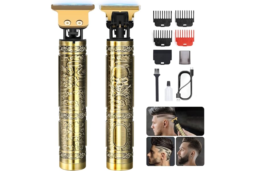 YOGINGO Professional Hair Trimmer for Men, Cordless Rechargeable Beard Trimmer Hair Clippers for Men, Metal Body Cutting Grooming Kit, Beard Shaver Barbershop, Bronze