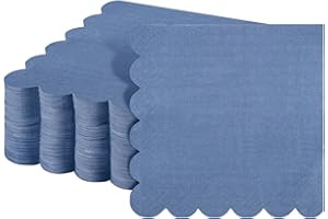 Fuutreo 100 Pcs Scalloped Cocktail Napkins Thick Paper Disposable Party Napkins Beverage Tissue for Wedding Dinner Birthday Supplies, 5 x 5 Inches(Dusty Blue)
