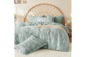 MUXHOMO Queen Comforter Set 7 Pieces, Sage Green Bed in a Bag Queen Reversible Botanical Flowers Design, Ultra Soft & Breathable Bedding Sets with Comforter, Sheets, Pillowcases & Shams