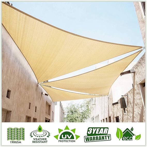 Amazon.com : ColourTree 20' x 20' x 28.3' Beige Sun Shade Sail Right