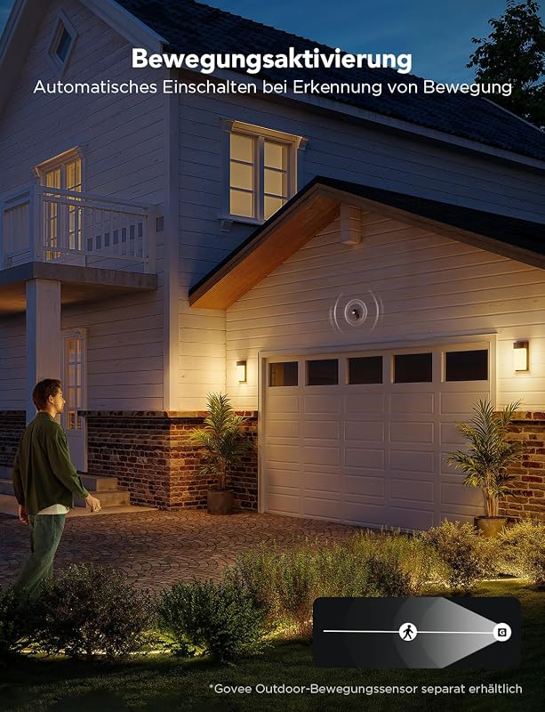 Outdoor Wandleuchte, 1500lm Smart Außenwandleuchte, IP65, 2 Stück