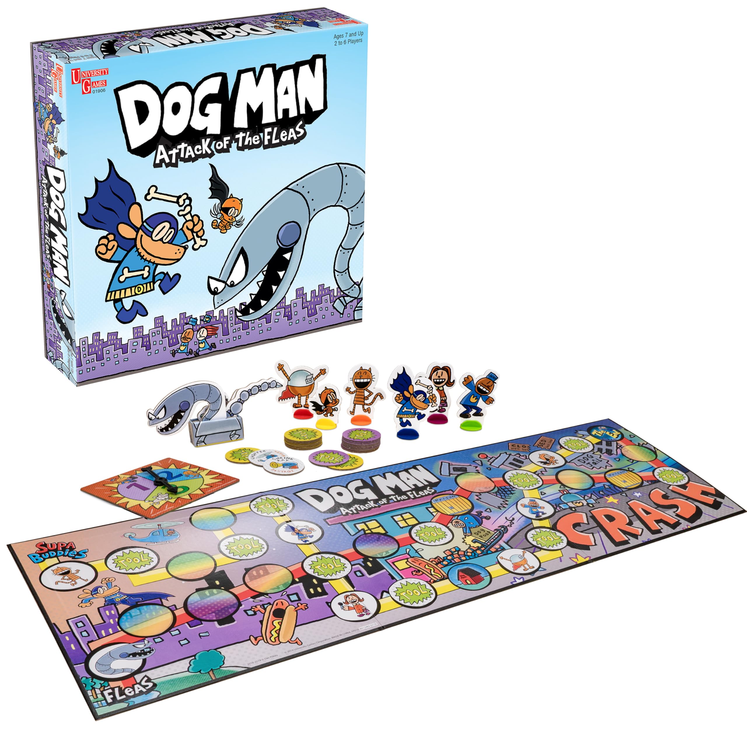 University Games E2:E3Dog Man Attack of the Fleas Board Game | For 2-6 Players 07010 Blue