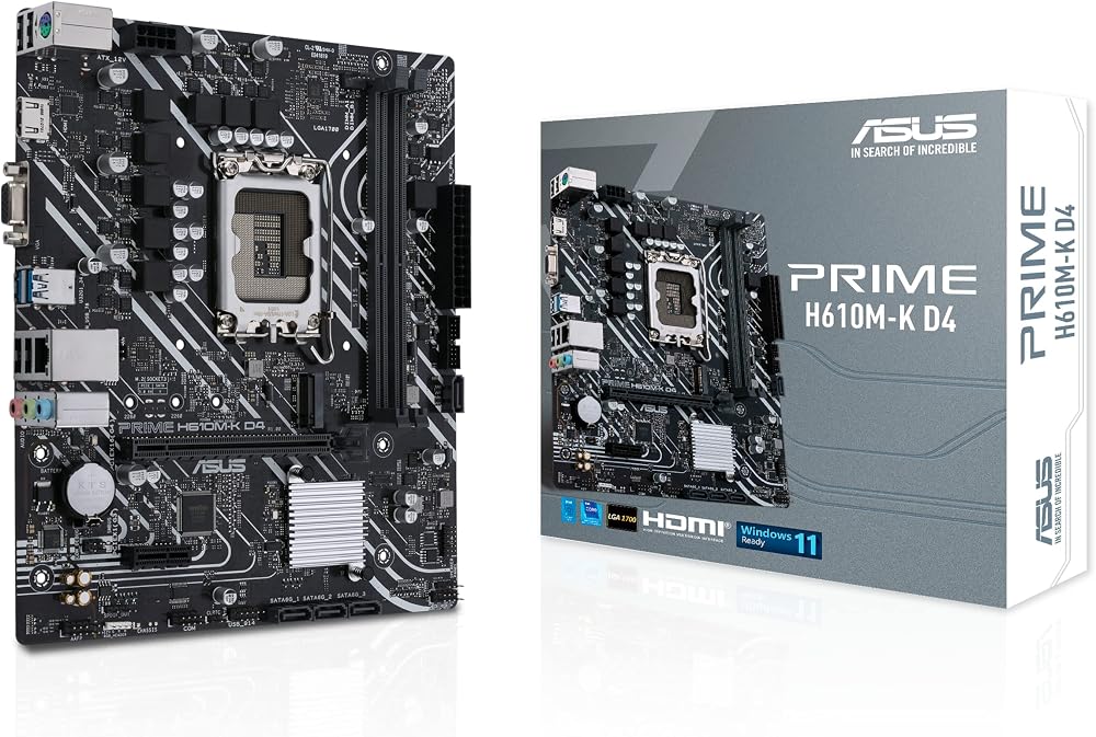 ASUS Prime H610M-K D4 mATX Motherboard for Intel LGA1700 CPUs