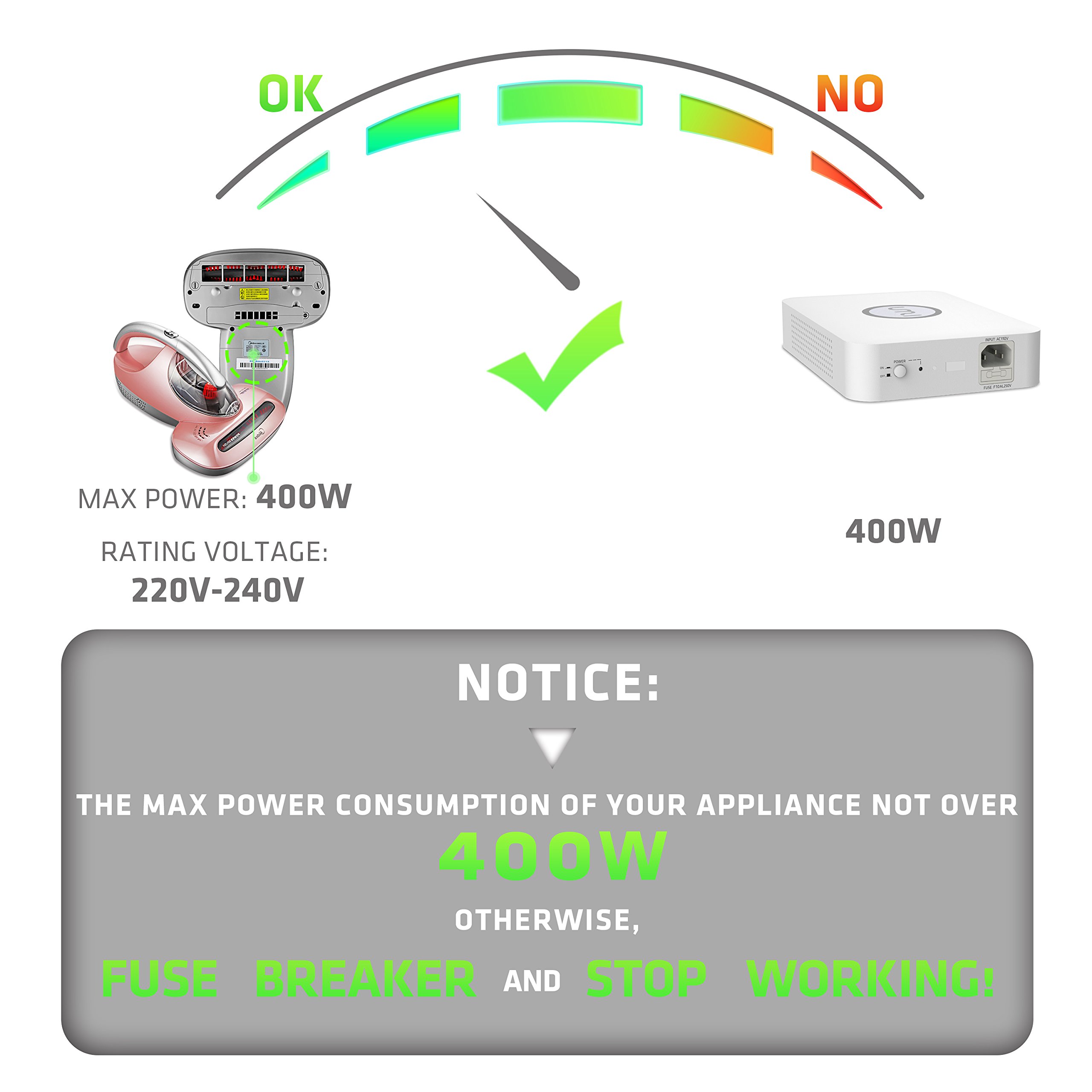 UMI 500W Step Up Voltage 120v to 220v Converter, Voltage Converter 120v to 220v for Appliances Under 500W