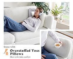 AMERLIFE Sofa, 86 Inch Modern Couch with 4 Throw