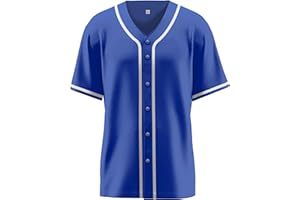 Aizqaoalk Baseball Jersey for Men,Blank Baseball Jerseys Shirts Short Sleeve Hip Hop Sports Casual Button-Down Uniforms