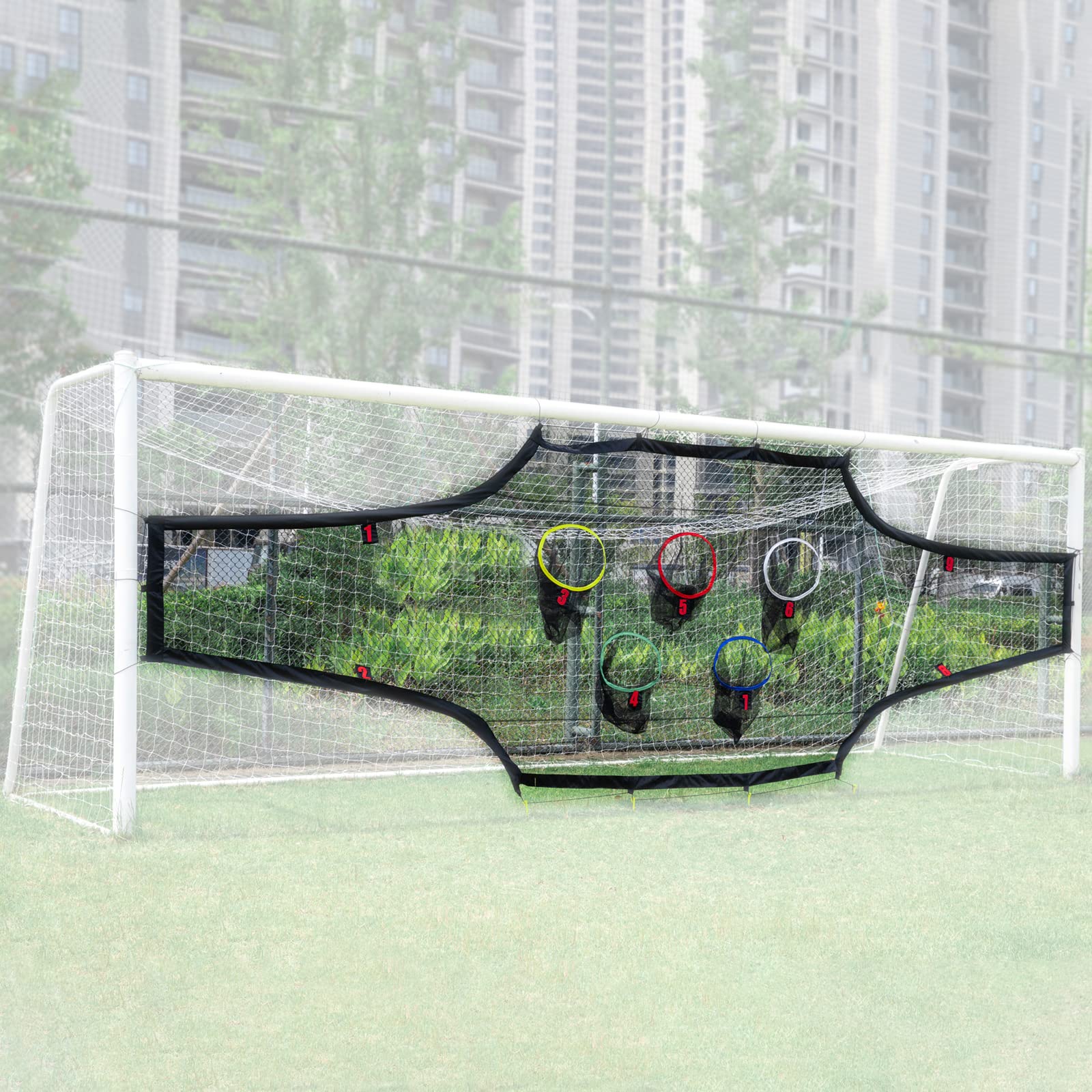 Coverify Football Goal Target Practice Portable Football Shooting Targets with 9 Scoring Zones Soccer Football Training Net for Goals Detachable 24 x 8ft (Goal Frame not Included)