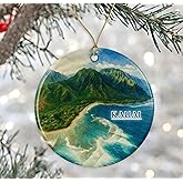 Kauai Watercolor Ornament - Ceramic Christmas Keepsake - Honeymoon Anniversary - Travel Souvenir - Housewarming Present - Gift for Kauai Lover Printed on Both Sides