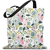 Aeltrp Canvas Tote Bag for Women，Cute Heavy-Duty Shoulder Bag with Zipper Pocket -Travel Tote for Grocery, Gym,Shopping