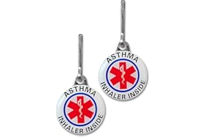SHOREWOOD MEDICAL "Asthma Inhaler Inside" Alert Tags. Double Sided Medical Tags (two piece set)