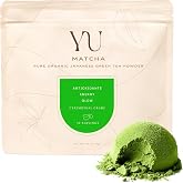 Yu Tea Organic Ceremonial Grade Matcha Powder, 50 Servings | Packed with Antioxidants, L-Thanine &amp; Natural Caffeine | Unsweetened Grade A Japanese Matcha Powder | Resealable Pouch, 2.65 oz