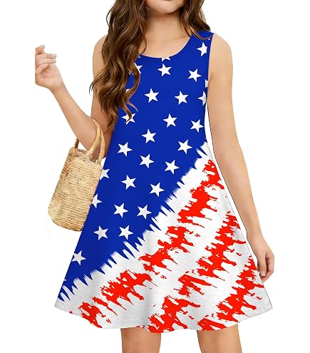 red white and blue dress girl Girls Patriotic & Tie Dye Sundress Sunburst USA XL Plus: Clothing, Shoes & Jewelry The Most Stunning Emerald Made from a soft _alt_tassel-shift-mini-dress Color:Polkadot