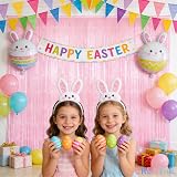 GREATRIL Pastel Pink Foil Fringe Streamers Backdrop 3.2ft x 8.2ft 2 Pack view 2