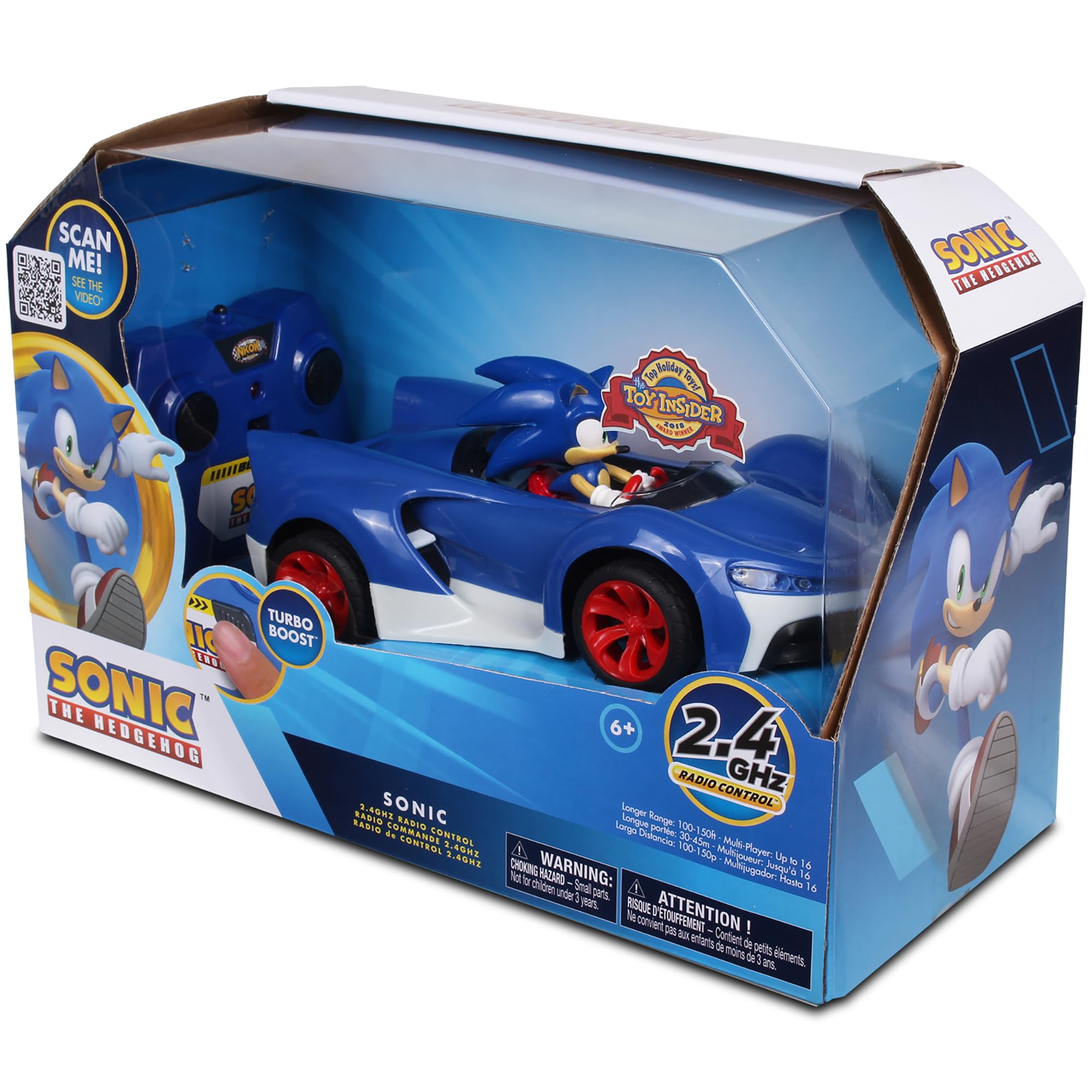 NKOK Team Sonic Racing 2.4GHz Radio Control Toy Car with Turbo Boost - Sonic The Hedgehog 601, Features Working Lights, Adjustable Front Wheel Alignment, Super Fun and Easy, Ages 6 and up
