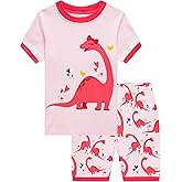 Akyzic Little Girls Pajamas 100% Cotton Short Sleeve Pjs Toddler Summer Sleepwear Kids Clothes Set 3t-10t