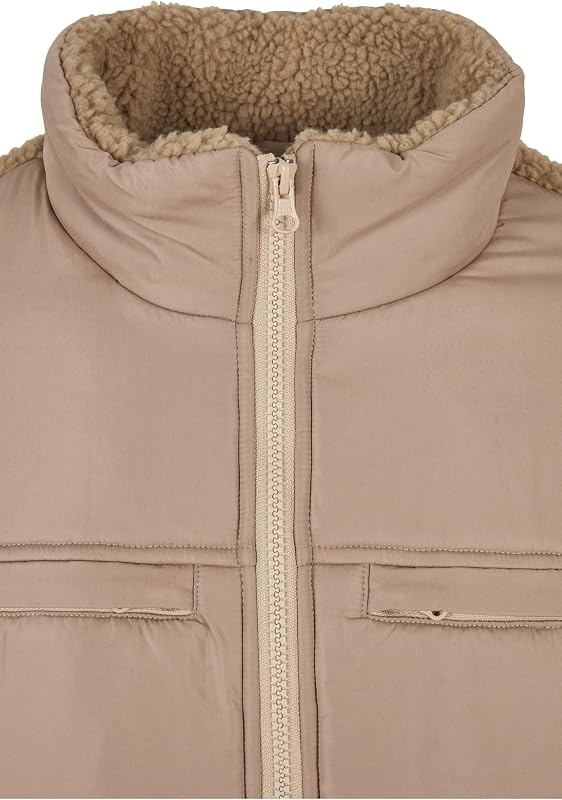 Patched Sherpa Jacket Veste, Beige uni, M Homme