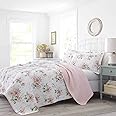 Laura Ashley - King Quilt Set, Cotton Reversible Bedding with Matching Shams, Home Decor Ideal for All Seasons (Honeysuckle Pink, King)