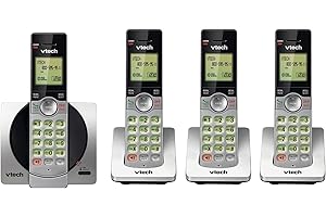 VTech DECT 6.0 Four Handset Cordless Phones with Caller ID, Backlit Keypads and Screens, Full Duplex Handset Speakerphones, C