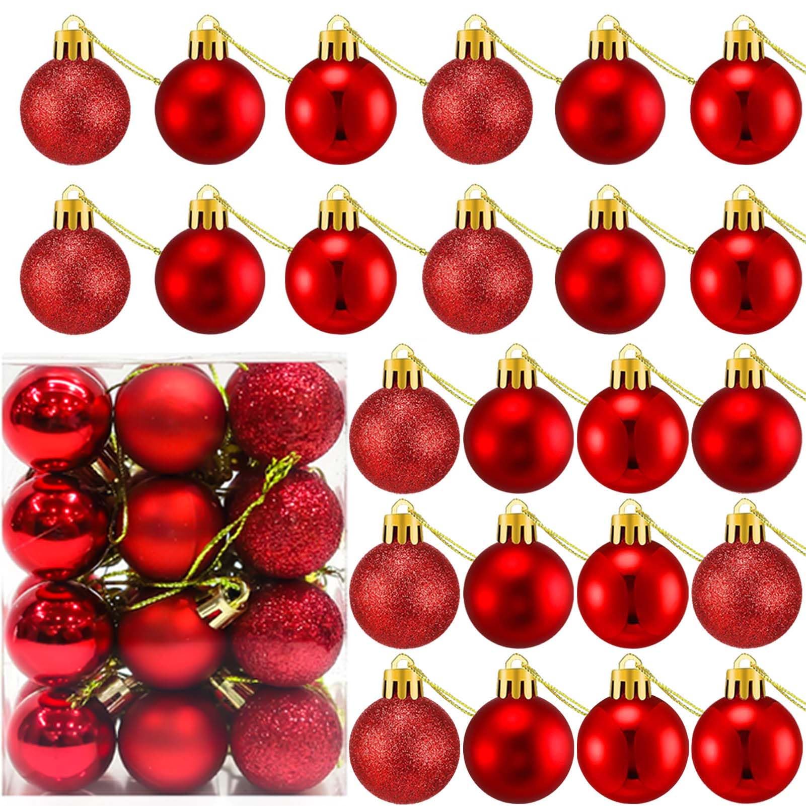 Photo 1 of ***STOCK PHOTO FOR REFERENCE ONLY***24 Count Small Red Christmas Ornaments Balls, Mini Red Ornaments for Mini Christmas Tree, Small Shatterproof Valentine Tree Decorative Hanging Bulbs Ball for Xmas Outdoor Party Decorations, 1.2 inch