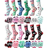 Breathffy 24 Pairs Nurse Socks Bulk for Women Funny Nurse Week Gift Novelty Cotton Crew Socks for RN CNA Nursing Graduation Party Favors Gift Basket Stuffers