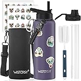 40oz Insulated Water Bottle (Cold for 48 Hrs),BPA Free&Leak Proof,Stainless Steel Water Flask,Water Jug with Straw Spout Lids for Gym,Hiking,Travel,Purple