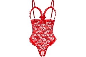 Avidlove One Piece Lingerie Sexy Teddy Ruffle V Neck Bodysuit Lace Nightie