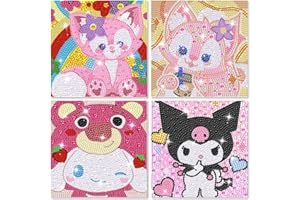 LAVIDASS Art and Crafts for Girls Ages 8-12 4 Pack Gem Art by Numbers 5D Diamond Painting Full Drill Diamond Art for Kids Ages 6-8-10-12 for Gift (Rainbow)