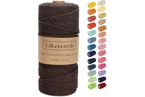 LIKEECORDS Macrame Cord,3mm x 328Feet Cotton Twine String Cord,Natural White Cotton Rope Craft String for DIY Knitting Plant Hangers Christmas Wedding Décor