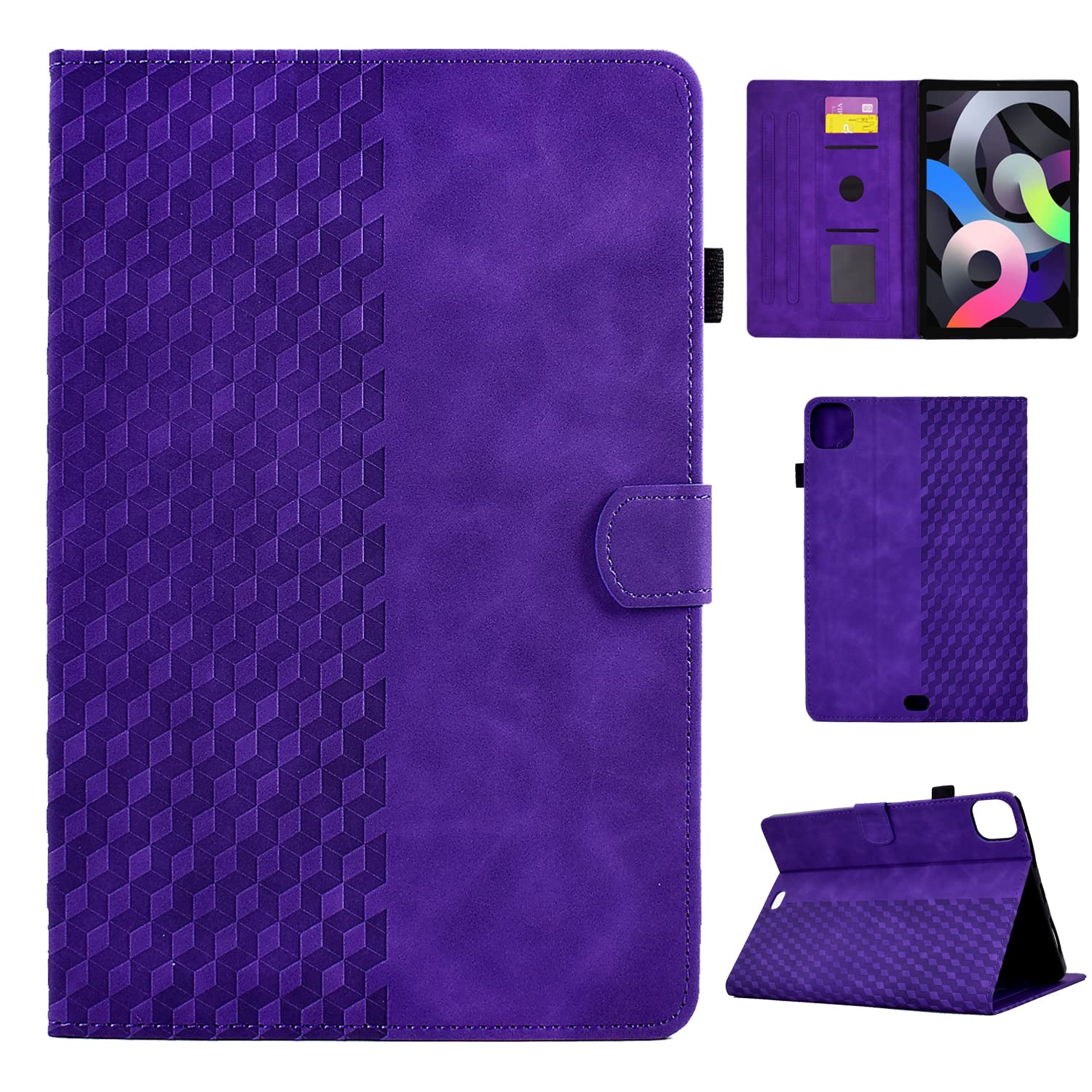 CASAFUNY iPad Air Case, 11 Inch M2, PU Leather Protective Cover with Auto Sleep/Wake, Purple