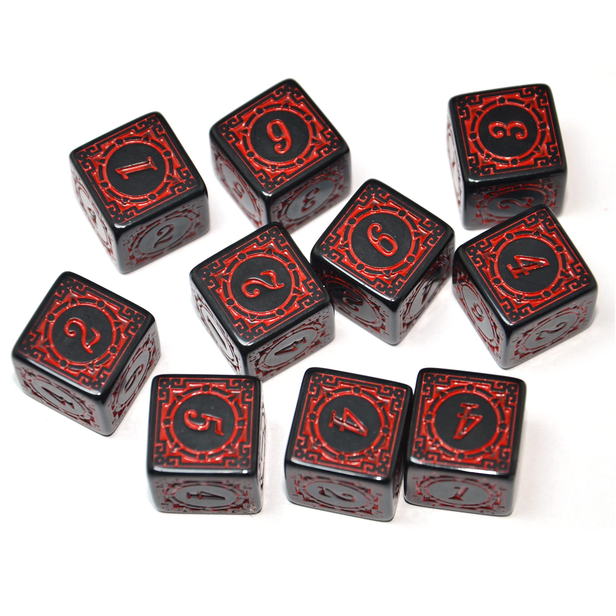 SmartDealsPro 10-Pack D6 Six Sides 16mm Dice Die for DND MTG PRG Wow Table Game Math Teaching (Red Letter)