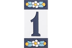 Merola Tile Sevillano Flora Address Numbers 1 2-1/8" x 4-3/8" Ceramic Wall Tile