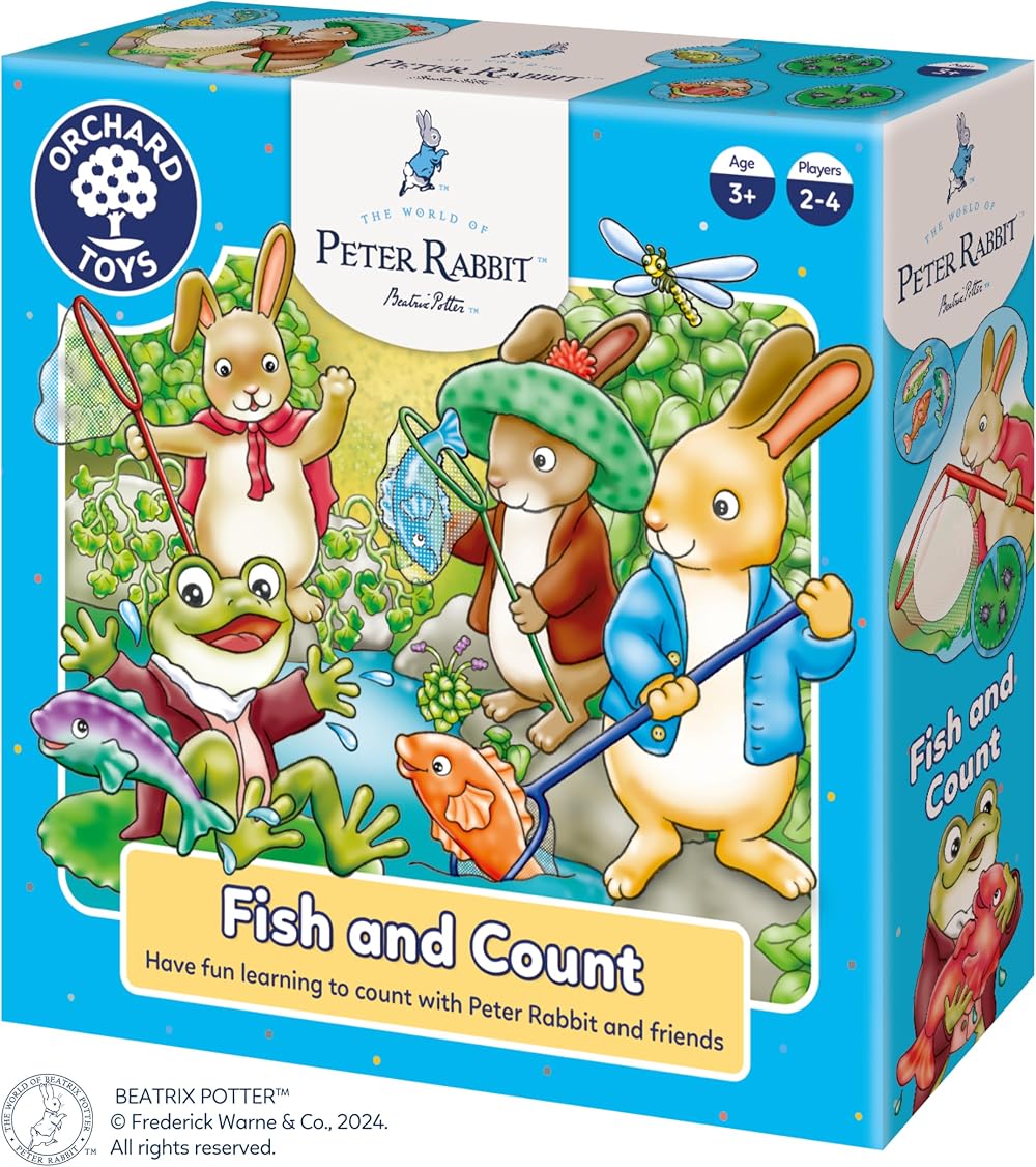 Orchard Toys Peter Rabbit Fish and Count Counting Board Game 3+ 2-4 Players