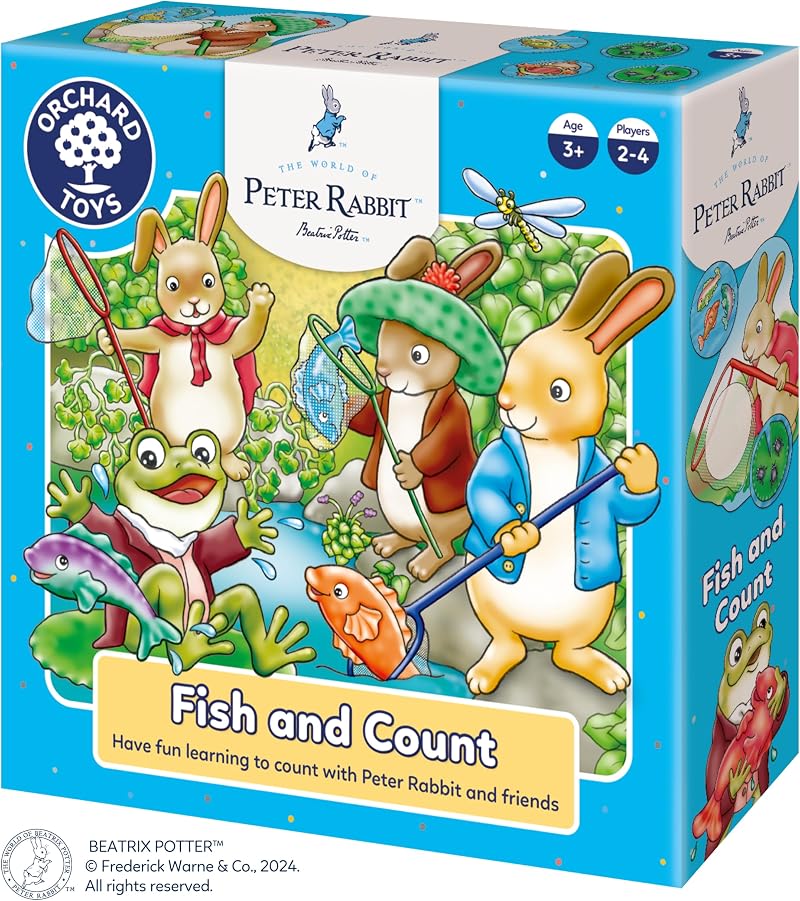Orchard Toys Peter Rabbit Fish and Count Counting Board Game 3+ 2-4 Players