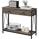 Yaheetech Console Table with Drawer and Storage Shelf, 39.5 inch Sofa Table, Long Narrow Industrial Hallway Table for Living 
