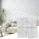 Art3d 3D Textured Accent Wall Panels, 12 x 12 Inch, 33-Pack, White | Premium PVC, Waterproof, Anti-Sag, Scratch Resistant, Ideal for Living Room, Bedroom, TV Background