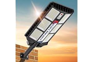 WYWNA 3000W Solar Street Lights Outdoor - Wide Angle Solar Parking Lot Lights Dusk to Dawn LED 6500K Solar Lights Outdoor Motion Sensor Remote Control Waterproof Super Bright Security Street Light for Yard