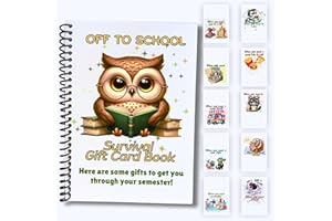 FEATHERSTONE MOTIFS School/College Survival Gift Card Book 5x7 inches with Stickers, Protective PVC Cover, and 20 Double Sided Sticky Dots - 6 Different Cover Design Options (Owl)