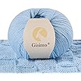 Gisimo 100% Inner Mongolian Cashmere Yarn, 6-Ply Luxurious and Soft Yarn for Hand Knitting & Crocheting (Light Blue,1 Ball)