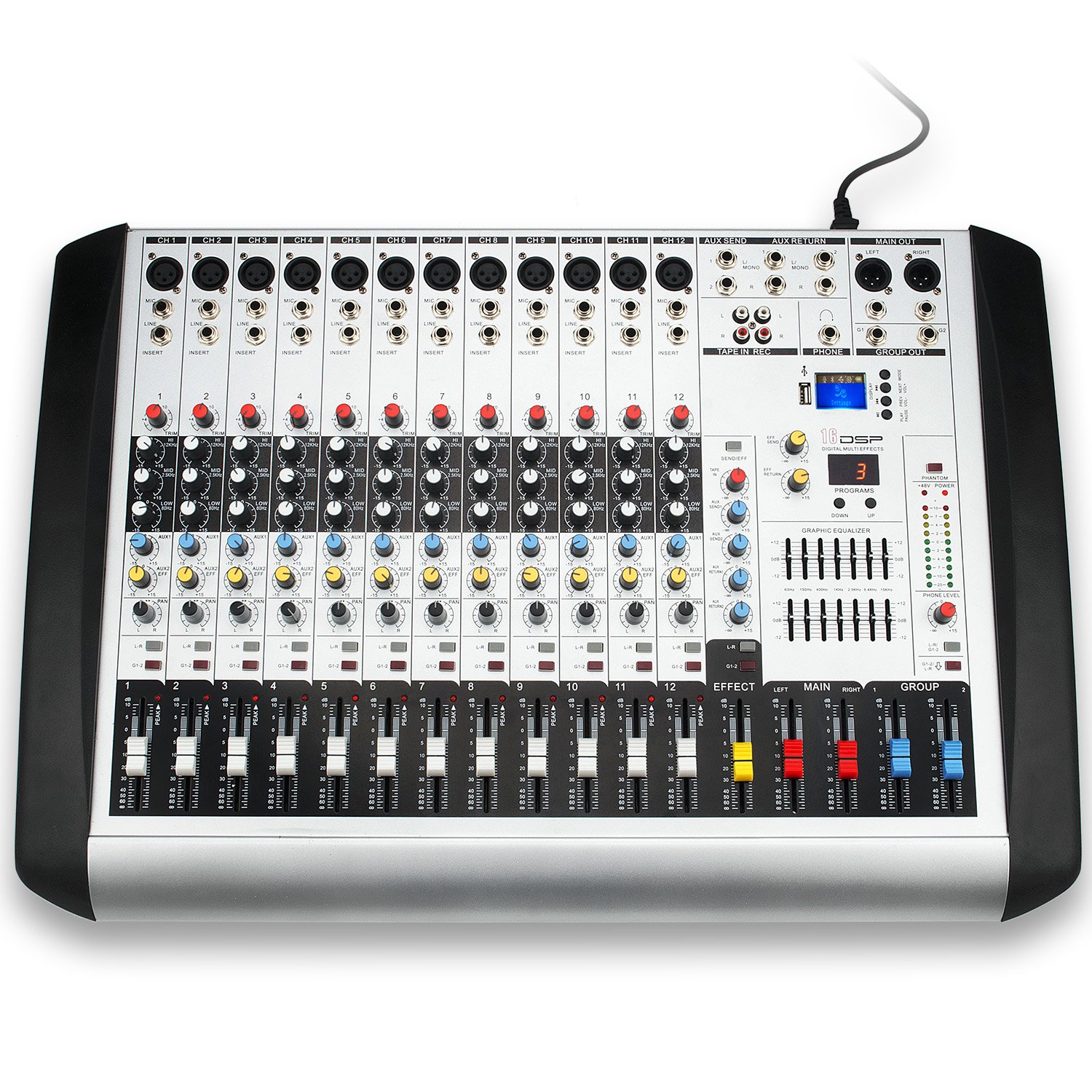 Professional MX12 USB Portable Bluetooth Audio Sound Mixer with 12