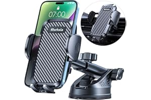 Rorhxia 3-in-1 Phone Mount for Car [2025 Most Stable and Flexible Suction Cup] Vent Dashboard Windshield Cell Phone Holder Car Fit for iPhone, Samsung, All Phone