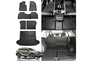 Rongtaod Floor Mats Compatible with 2023 2024 2025 Kia Sportage Cargo Mat Cargo Liner Trunk Liner Back Seat Cover Protector No Hybrid Sportage Accessories (Trunk Mat+Backrest Mats+Floor Mats)