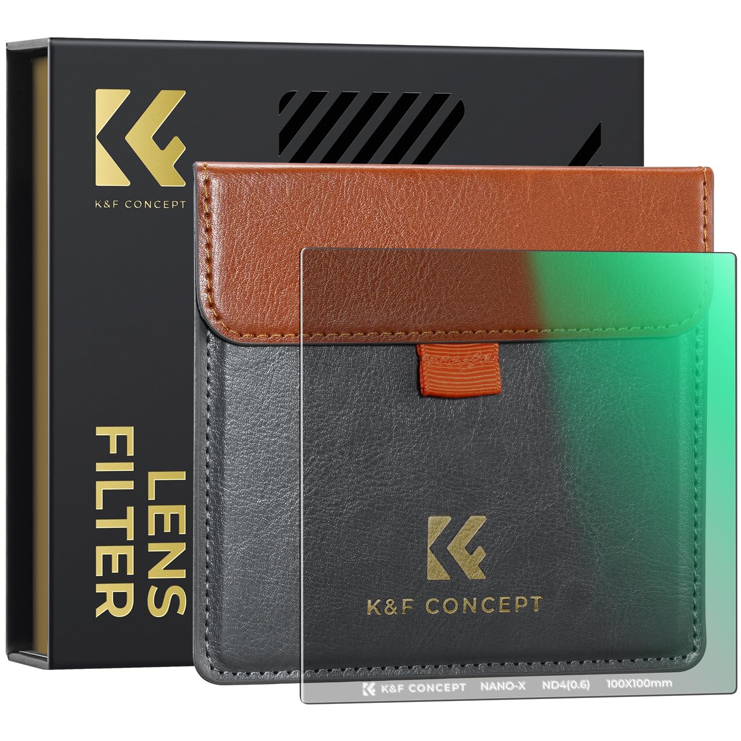 K&F CONCEPT 100x100mm Square ND4 (2 Stops) Filter Waterproof Neutral Density Filter with Multi-Layer Coatings for Camera Lens