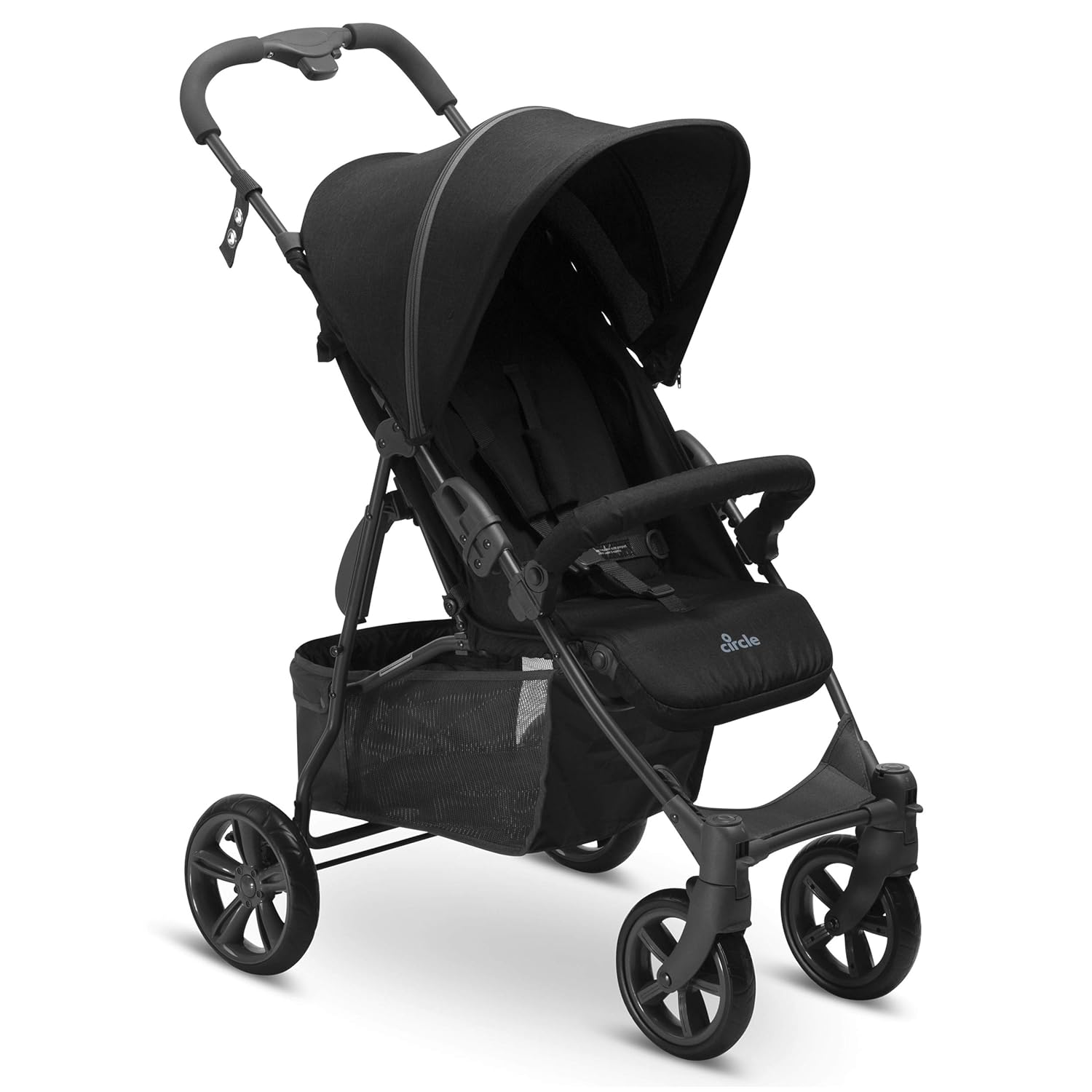 Circle Buggy - Treviso 4 - leichter Sportwagen mit Liegeposition, Kinderbuggy bis max. 15 kg, Reisebuggy, Kinderwagen klein zusammenklappbar - Woven Black