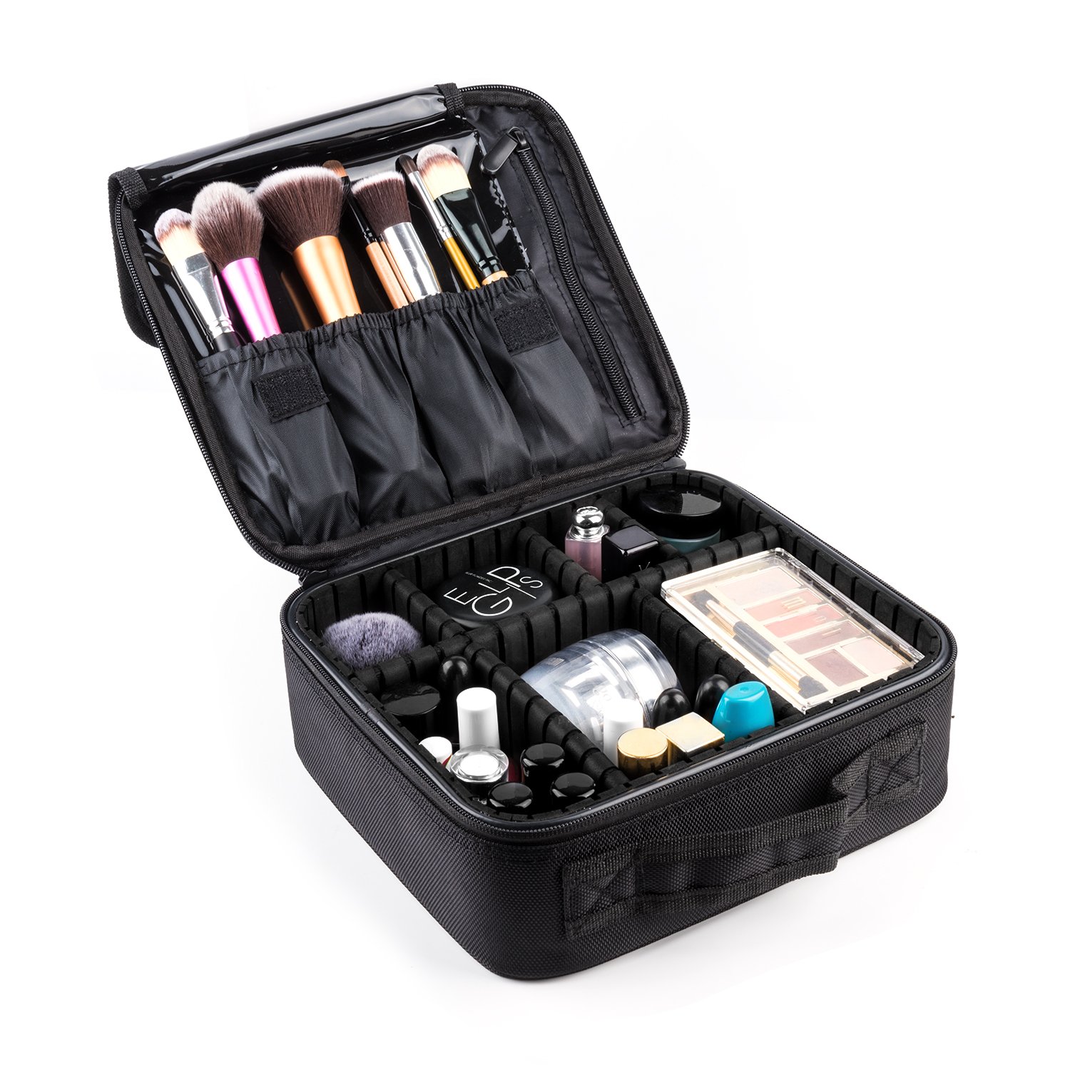 Best Makeup Train Case Fortech Portable Travel Makeup Cosmetic Bag