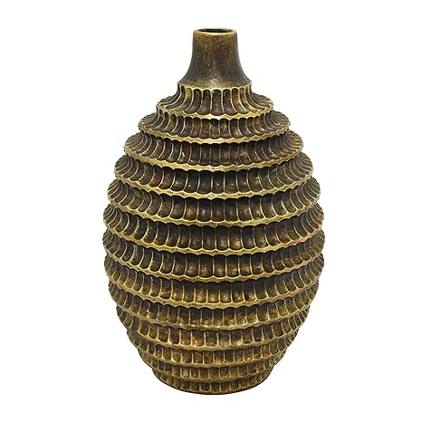 Amazon Com Three Hands 15 Textured Vase In Bronze Home Kitchen