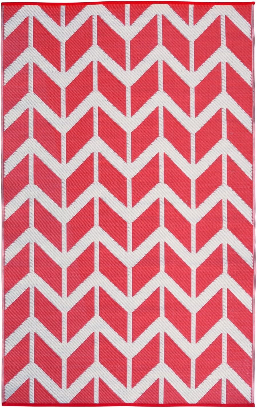 Earth Collective Recycled Easy Clean Outdoor Mat - The Original Rug -Reversible, Sun Resistant, 5x8 Pacifica Coral & White, Great for Patio, Beach, Picnic or RV Camping. Eco Ethical