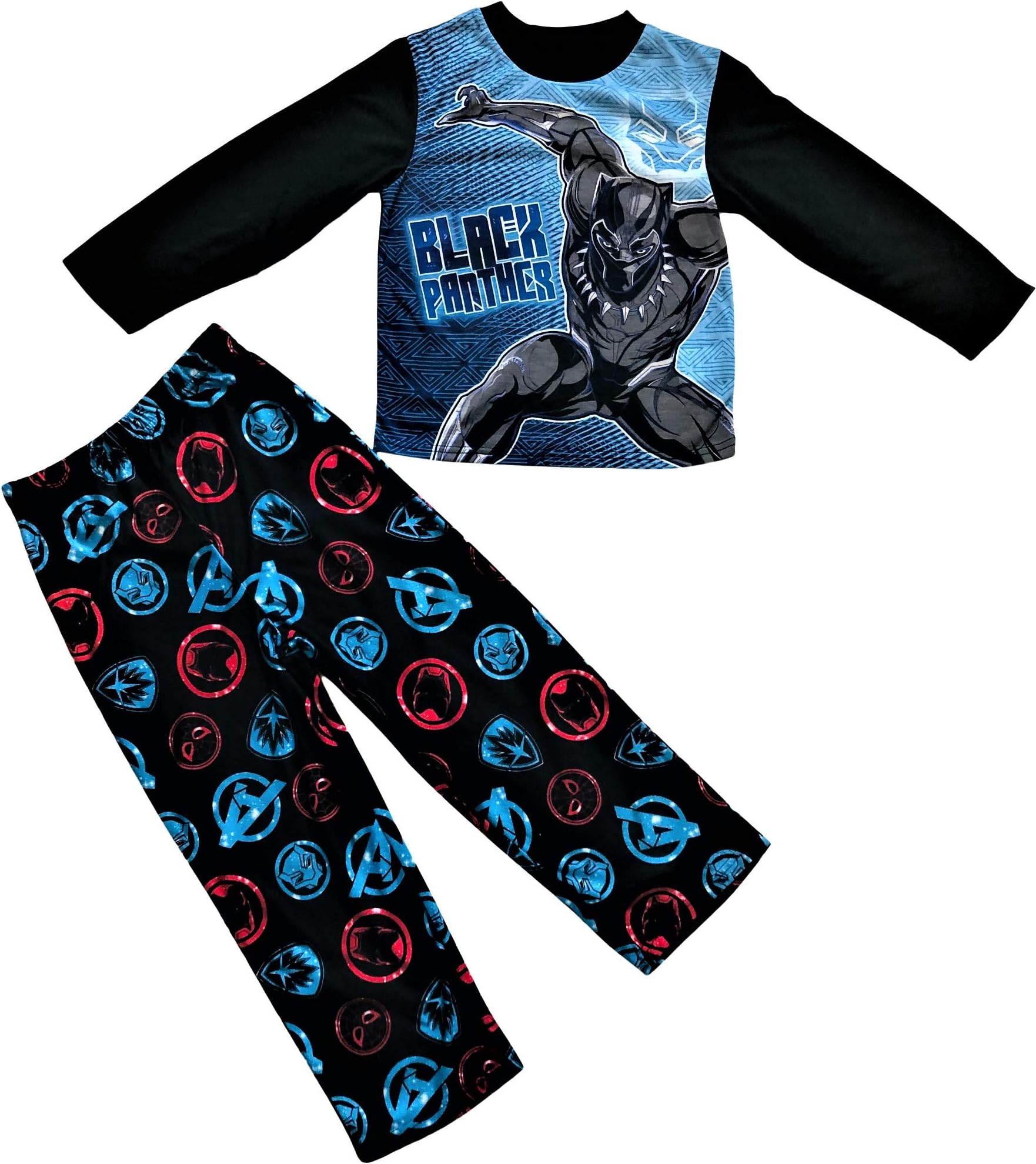 Boys Panther Thin Light Weight Long Sleeve top with Panther with Logo Panther Pant Pajama Set