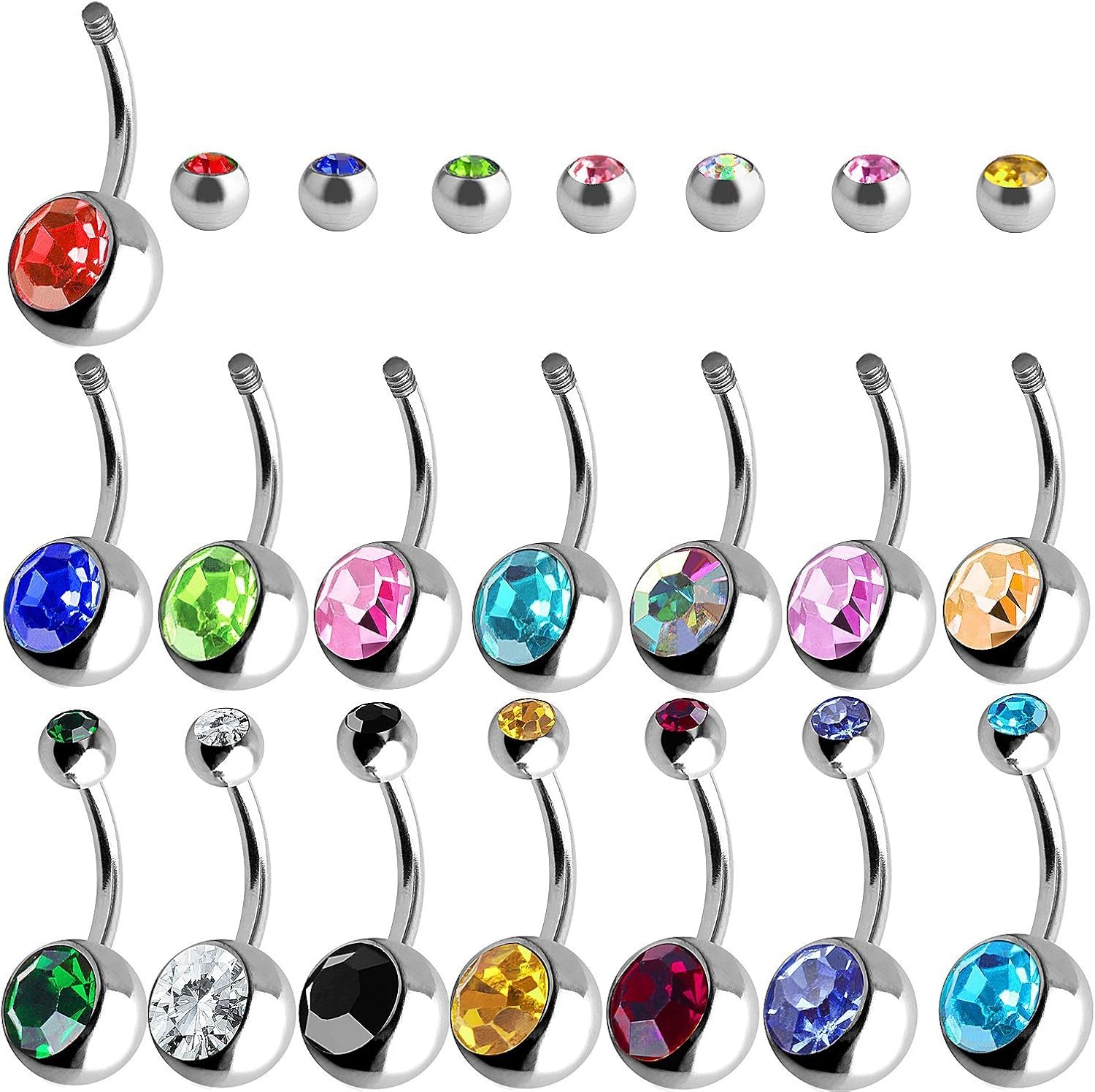 Belly Button Bars with Double Gems - Image 3