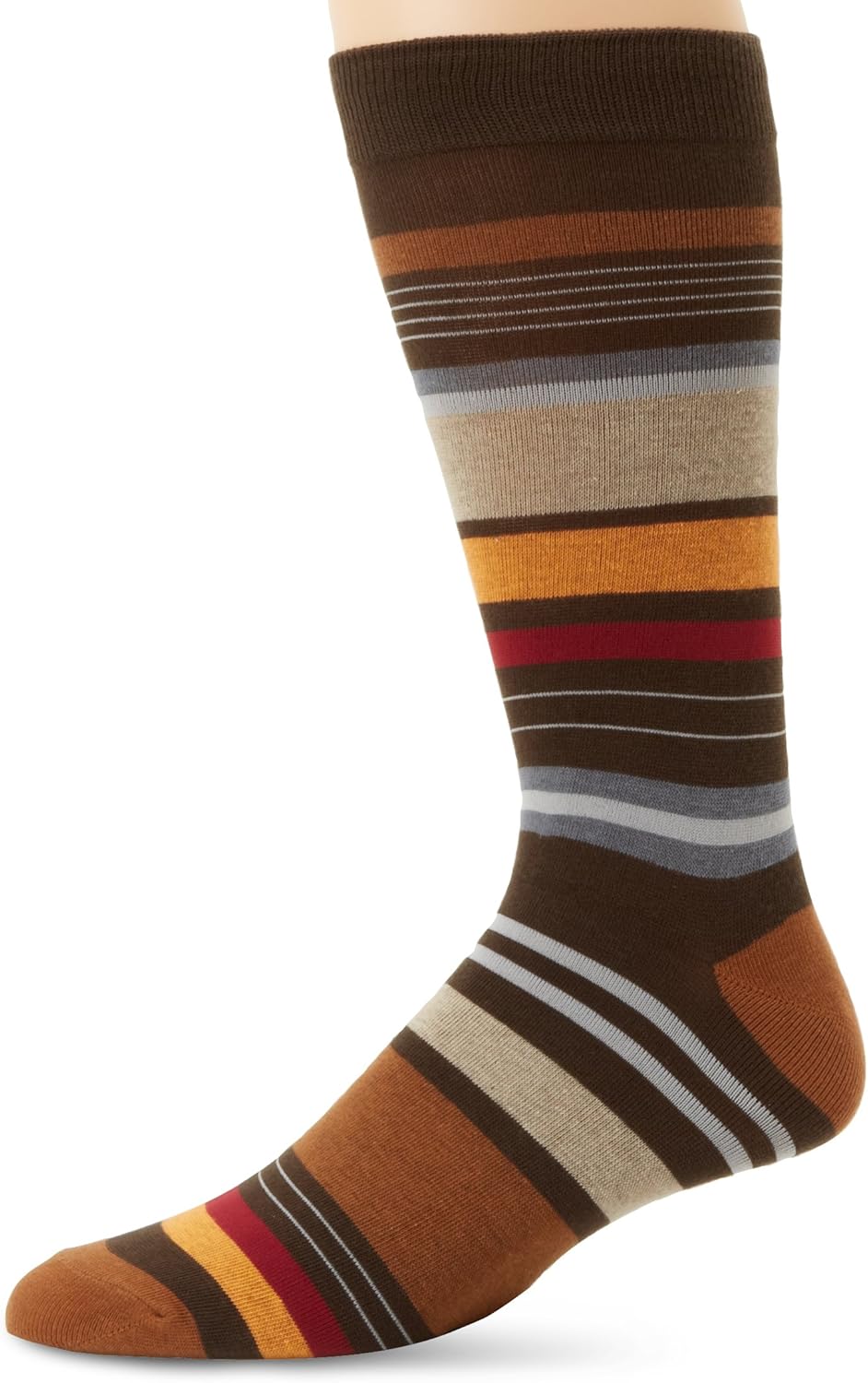 K. Bell Socks Men�s Random Stripe, Brown, Sock Size 1013